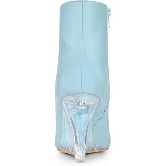 Allegra K Sky Blue Clear Heel Wedge Ankle Boots Sz 8 - Picture 5 of 10